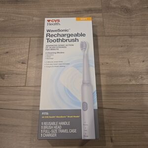 NIB CVS Health WaveSonic Rechargeable Toothbrush - White/Gray